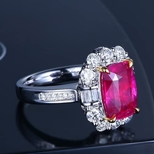 WDIYIEETN Elegant Huge Natural Pigeon Blood Ruby Ring 925 Sterling Silver Perfect Princess Cut Shiny Square Pink CZ Crystal Diamond Wedding Ring (9)4
