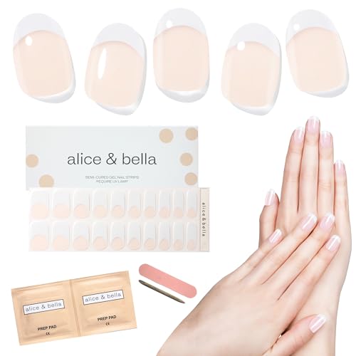 Alice & Bella Tiras de gel semicuradas - ponta francesa perfeita - kit de envoltórios de unhas semic
