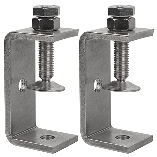 WEKBOSS Heavy Duty Stainless Steel C Clamps for Woodworking 62MM, Small Welding C Clamps, Mini Metal Desk Clip for Mounting, with Wide Jaw Opening & Adjustable Screw & Pad(2PCS)