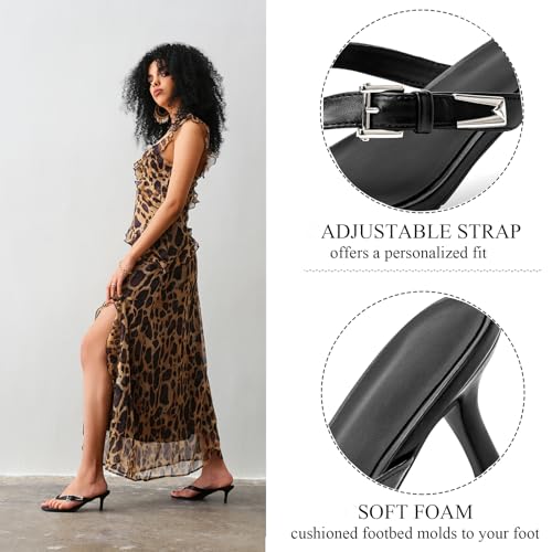 CouieCuies Flip Flop Heels for Women Black Kitten Heels Sandals Square Open Toe Thong Low heel Widths Adjustable2