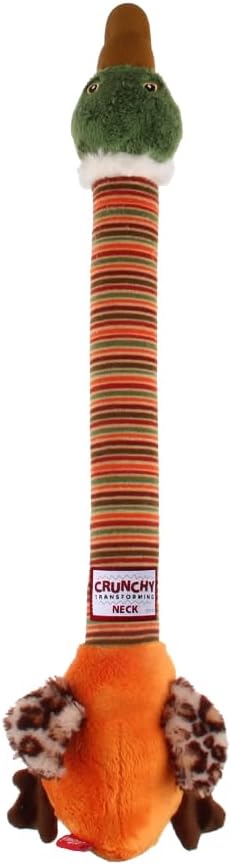 GiGwi Crunchy Neck Plush Friendz Duck, Orange/Green