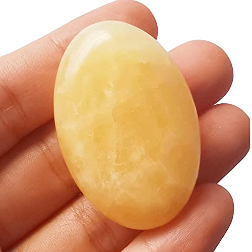 Bacatgem Yellow Jade Mini Oval Palm Pocket Healing Crystal Massage