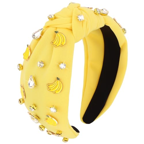 YARIEW Baseball Headbands for Women Wide Knotted Jeweled Headband