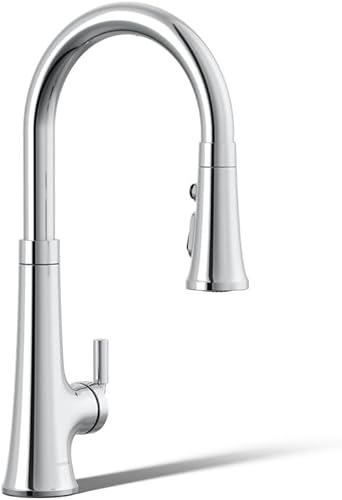 Vista 79 de KOHLER 23765-CBL Tone - Grifo de cocina semiprofesional, negro mate/cromo pulido