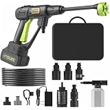 Cordless Pressure Washer Battery Powered; 990PSI Cordless Power Washer with 6-in-1 Nozzle, 23FT High-Elastic Hose, 21V Battery&Charger; Portable Handheld Pressure Washer Cleaner for Home, Car, Garden