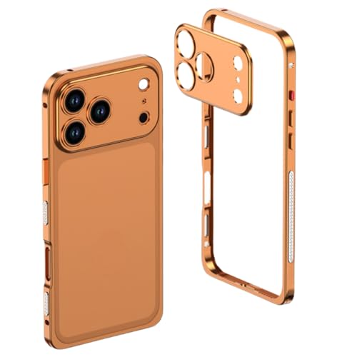 Coque aluminium iPhone 17 orange rigide avec pare-chocs intérieur doux antichoc
