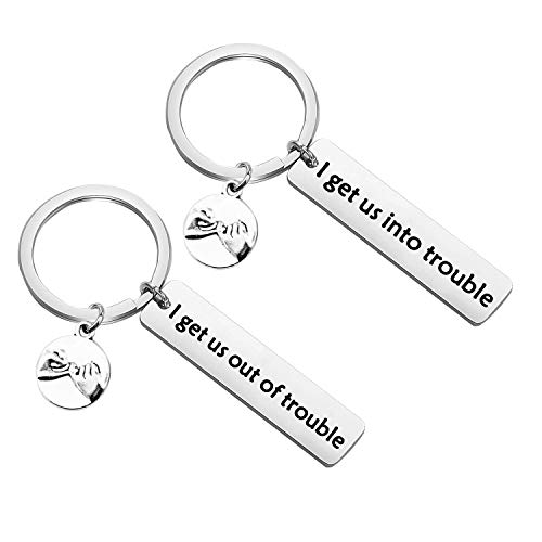 PLITI Funny Best Friend Keychain - 'I Get Us Into