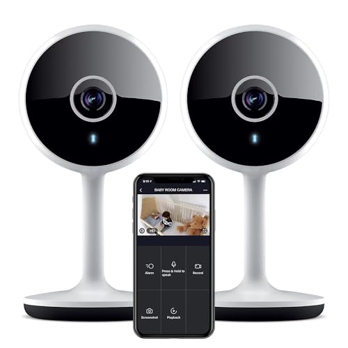 Geeni Vivid Indoor Smart Security Camera – HD Live Stream Camera for Indoor Home Monitoring with Night Vision, 2-Way Audio, Flexible Mount, Micro SD Slot, Motion Detection & App Control – 2Pack, White