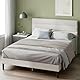 Zinus Piper Bett 180x200 cm - Höhe 30 cm - Gepolstertes Bettgestell mit Kopfteil - Lattenrost aus Holz - Kein Boxspring erforderlich – Dunkelgrau, Off White