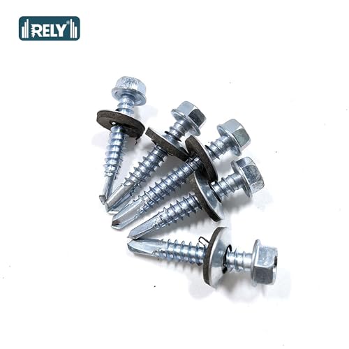 Image of Rely⇒VP INDUSTRIES (Pcs-50) M5.5x55 mm Hex Head SDS Self-Drilling Roofing Screw - Metal-Bonded EPDM Washer for Metal Sheets, Wooden Structures, Roofs, Corrosion & Weather Resistant