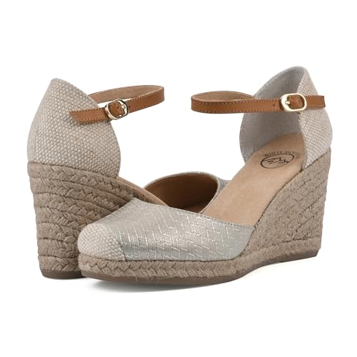 WHITE MOUNTAIN Women's Mamba Espadrille Wedge Sandal, Gold/Metallic/Smooth, 9.5 W — view 2