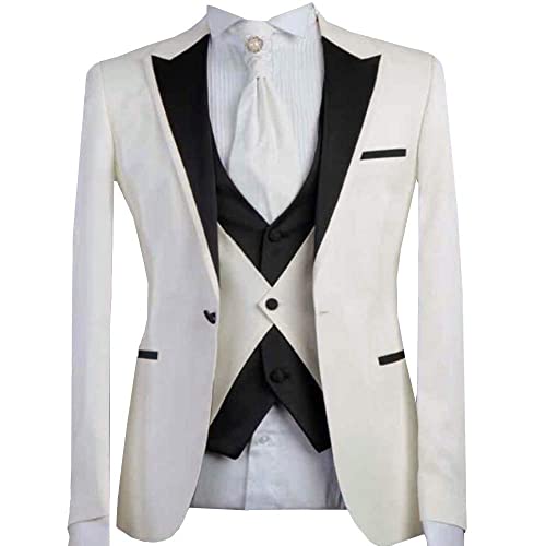 Men's Three Pieces One Button Tuxedos Peak Lapel Prom Casual Suit