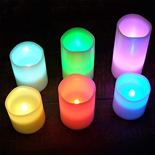 Dromance Flameless Candles Flickering Battery Operated With Remote Timer, Set Of 6 Color Changing Led Pillar Candles Real Wax Wedding Dinner Christmas Home Decor(3" X 3", 4", 5", 6") #TOP4