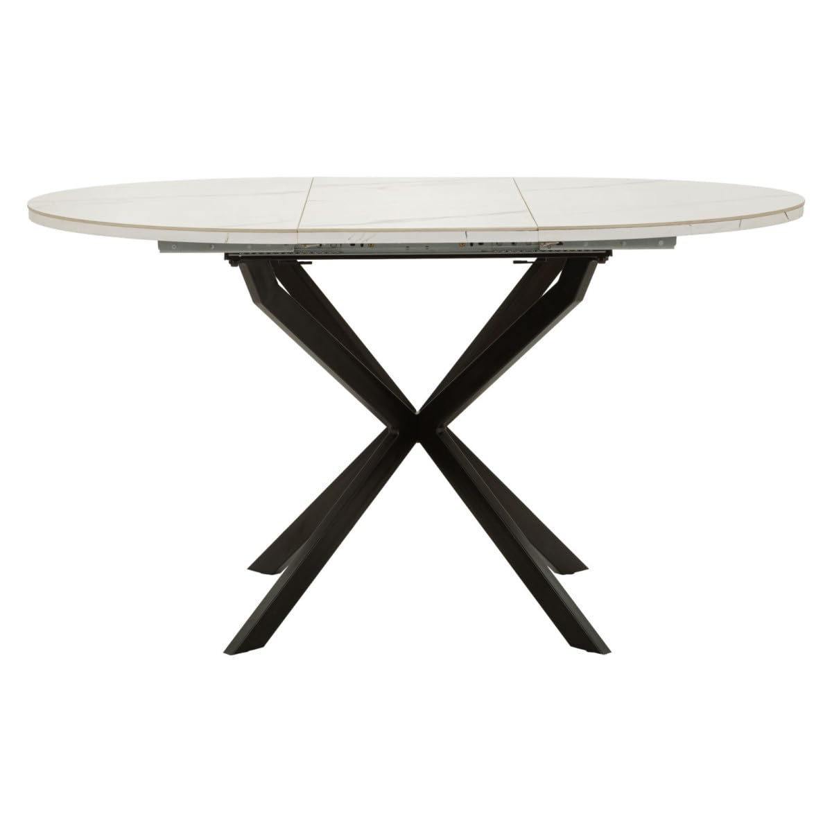 Table salle à manger extensible Martin 100-140cm noir et blanc pour espace modulable