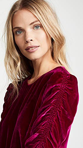 Rebecca Taylor Women's Long Sleeve Ruched Velvet Top, Cranberry, 12 #TOP5