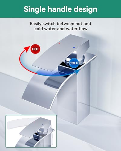 Wasserfall Wasserhahn Anycee Badarmatur mit Auslauf aus Edelstahl