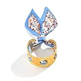 Cryinsun Women Trendy 2 in 1 Silk Scarf Wide Open Cuff Bangle Bracelet Set,18K Gold Plated Adjustable Scarf Cuff Bracelet, Stainless Steel Fashion Statement Wrist Cuff Wrap Jewelry Gifts(Blue)