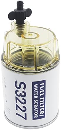 S3227 Fuel Filter Water Separator with Clear Bowl Assembly Replacement for Marine Outboard Motor Mercury Replaces 18-7948, 9-37882, 320R, 490R-RAC-01, 18-7922, 18-7922-1