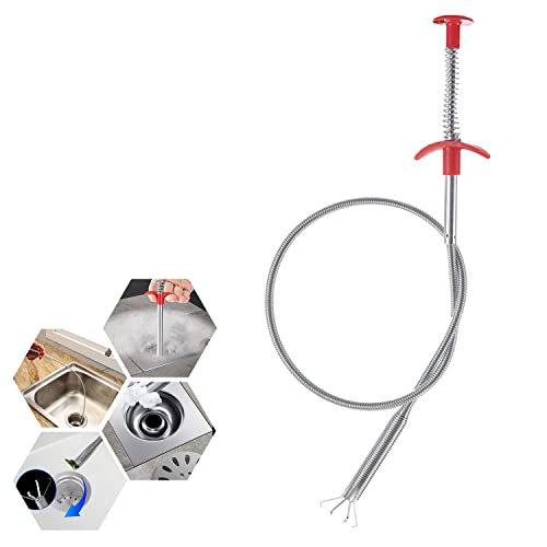 Pulitore di scarico 60 cm / 23,6 pollici Pulitore flessibile per lavello Asta di scarico Strumento serpente di scarico con tubo a molla Spazzola per la pulizia del lavello da cucina facile da usare