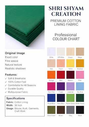 Image of Unstitched Cotton Astar /Lining /Cloth /Kapda Running into Meters for Suit,Sherwani,Kurti,Blouse /Choli,lehanga & Dress Materials(Available in 2,4,6 Meters Variation) (Light Green, 6 Meter)