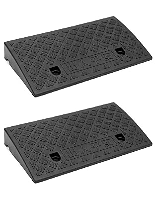 QWORK® 2PCS Rampa de Carga de Plástico, Bordillo Rampa, para Sillas de Ruedas, Motocicletas, 49x27x7 cm