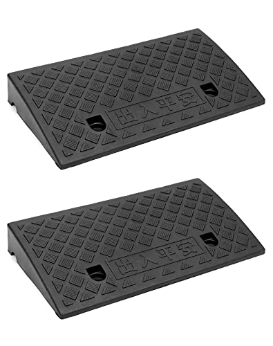 QWORK® 2PCS Rampa de Carga de Plástico, Bordillo Rampa, para Sillas de Ruedas, Motocicletas, 49x27x7 cm