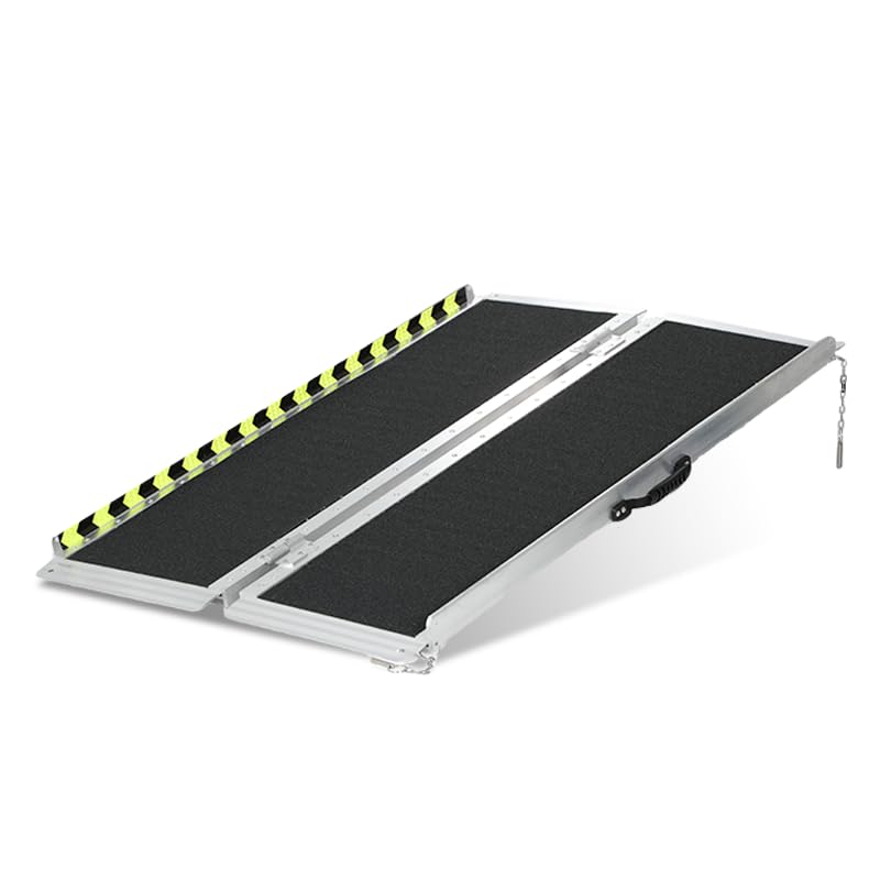 Aluminiowa składana rampa dla wózków inwalidzkich – nośność 362 kg, antypoślizgowy dostęp na schody, wózek, wózek dziecięcy, 4-składana konstrukcja do wejścia do domu i pomoc w poruszaniu się