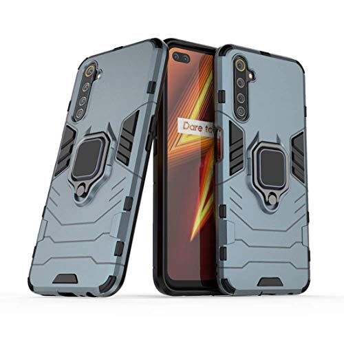 Image of Hybrid Armor Rugged Shell Back Case Cover 360 Rotating Holder Ring Grip Kickstand Metal Plate for Magnetic Car Mount Shockproof Cover for OnePlus Nord - Blue