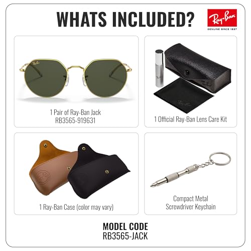Image of Ray-Ban RB3565 JACK Square-Round Shaped Sunglasses for Men & Women with Official RAYBAN Eyewear Kit