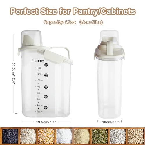 Langmingde G308900-01 1 Piece Cereal Containers Storage, 2.8L/95Oz Airtight Large Dry Food Storage Containers With Pouring Spout Measuring Cup For Snacks Grain Rice,Bpa Free Dispenser Plastic Bin thumb #3