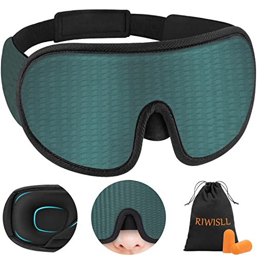 Antifaz para dormir 3D con correa ajustable de diseño ligero y bloqueador de luz color negro