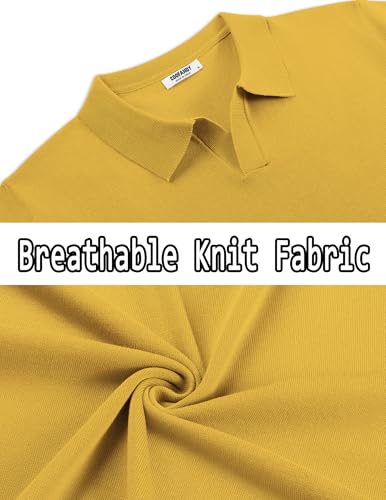 Image of COOFANDY Men's V Neck Short Sleeve Stretch Knit Polo Shirt