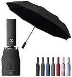 Sapor Design Regenschirm mit UV-Schutz (50) & Lotus Effekt (2 in 1) | sturmfest, kompakt, Auf-Zu-Automatik | edler & eleganter Schirm | stilvoller Taschenschirm (Umbrella) (Schwarz)
