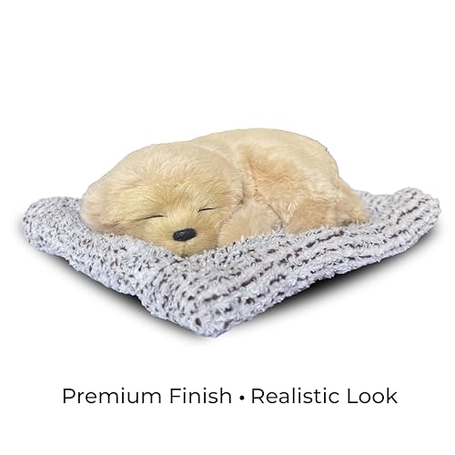 Image of Sleeping Soft Toy Car Dashboard Showpiece Soft Plush Stuffed Dog Realistic Puppy Figurine with Bamboo Charcoal for Home Decor, Car, Office and Gift (25 x 20 cm)