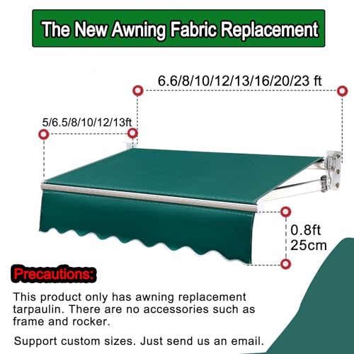 Retractable Patio Awning Replacement Fabric Waterproof Many sizes Shade Sun Shade Awning Cover Outdoor Patio Canopy Sunsetter Deck Awnings Polyester,Frameless ( Color : L X W , Size : (13x6.5ft) 4x2m