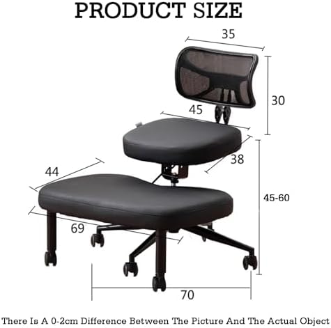 Ergonomic Kneeling Chair with Backrest - Adjustable 45-60cm Rolling Posture Support for Office & Home - Improve Comfort & Reduce Back Pain