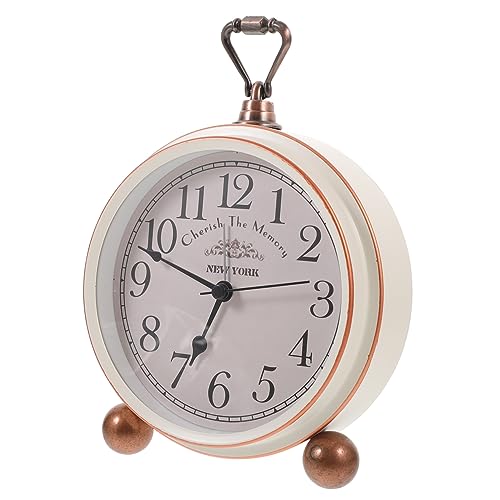 Amosfun Despertador Retro Vintage De Escritorio Reloj De Reloj Despertador Analogico para Dormitorio Color Blanco