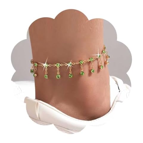 Dervivea Vintage Emerald Tassel Anklet Cover
