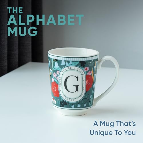 Image of Shay Alphabet Mug 300ml, Letter G Printed Coffee Mug for Girls, Boys, Friends | Ceramic Mug |Glossy Finish | Ceramic Coffee Cup | Porcelain | Microwave Safe (Alphabet Mug - G)