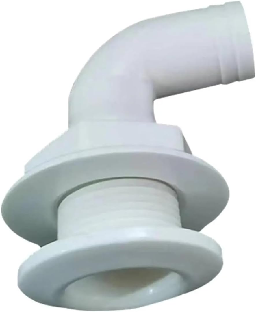 90 Degree thru Hull Fitting Bilge Pump Drain PP Boat Plumbing for Easily Install Repair Parts Stable Long Service Life Durable
