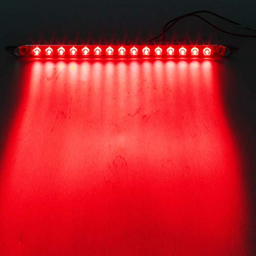 Image of Partsam 2Pcs 12 inch Red Led Trailer Tail Light Bar 15-2835-SMD Clear Lens w Chrome Bezel Waterproof Sealed Thin Stop /Turn /Tail ID Marker Third 3rd Brake Tail Light Bar for Truck Trailer RV Surface Mount