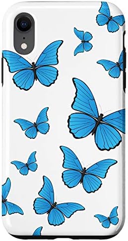 Amazon Com Iphone Xr Blue Butterflies White Background Case Cell Phones Accessories