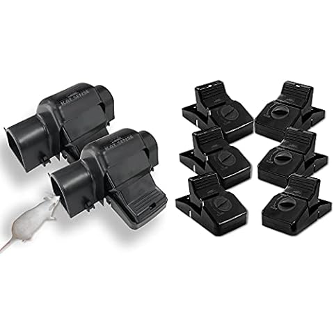 Rat and Mouse Traps and Rat & Chipmunk Traps Triggering with Tunneled Design – This Bundle has Set of 6 Large Reusable Snap Traps for Mice Chipmunks ‘N Squirrels with Set of 2 Indoor 'N Outdoor Mouse Cover
