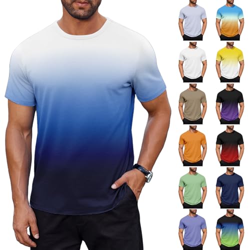 13 Pack Mens T-Shirts Crew Neck Stripe/Gradient Short Sleeve Shirts