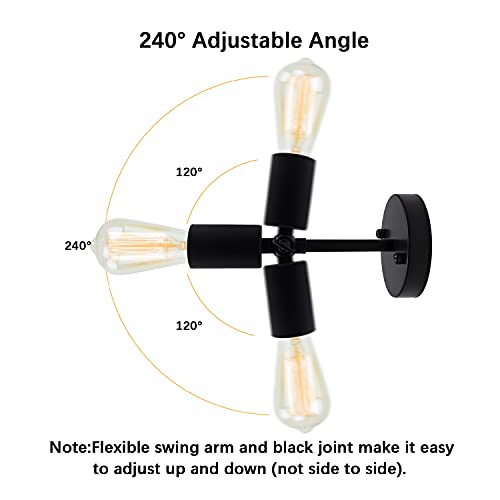 Industrial Wall Sconces,Farmhouse Wall Lights,Black Sconces Wall Lighting,Retro Wall Lamps,Vintage Wall Sconces Set Of Two,E26/E27 Bathroom Sconce,2 Pack,For Bedroom/Farm/Bar/Stair (No Bulb) #TOP3