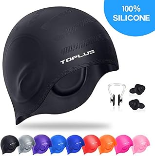 TOPLUS Swim Cap, Durable Silicone Swimming Cap Cover Ears, 3D Ergonomic Design Swimming
