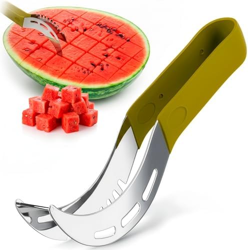2-in-1 Watermelon Cutter Slicer Tool – Create Clean 1" Cubes & Sl...