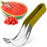2-in-1 Watermelon Cutter Slicer Tool – Create Clean 1' Cubes & Slices with Watermelon Slicer for Cutting & Serving – Stainless Steel Fruit Cutter Kitchen Gadget for BBQ, Picnic, Camping & Snack Prep