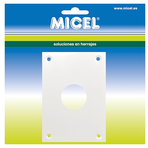 MICEL - 92663 - Runde Schlüsselplatte für Schloss, Schutzabdeckung für Türen, weißes Finish, Dicke 1 mm, 70 x 100 mm