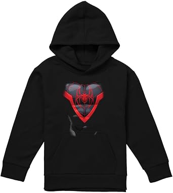 Cotton Soul Marvel Spiderman Miles Morales Costume Youth Kids Boy/Girls Pull-Over Hoodie, Black
